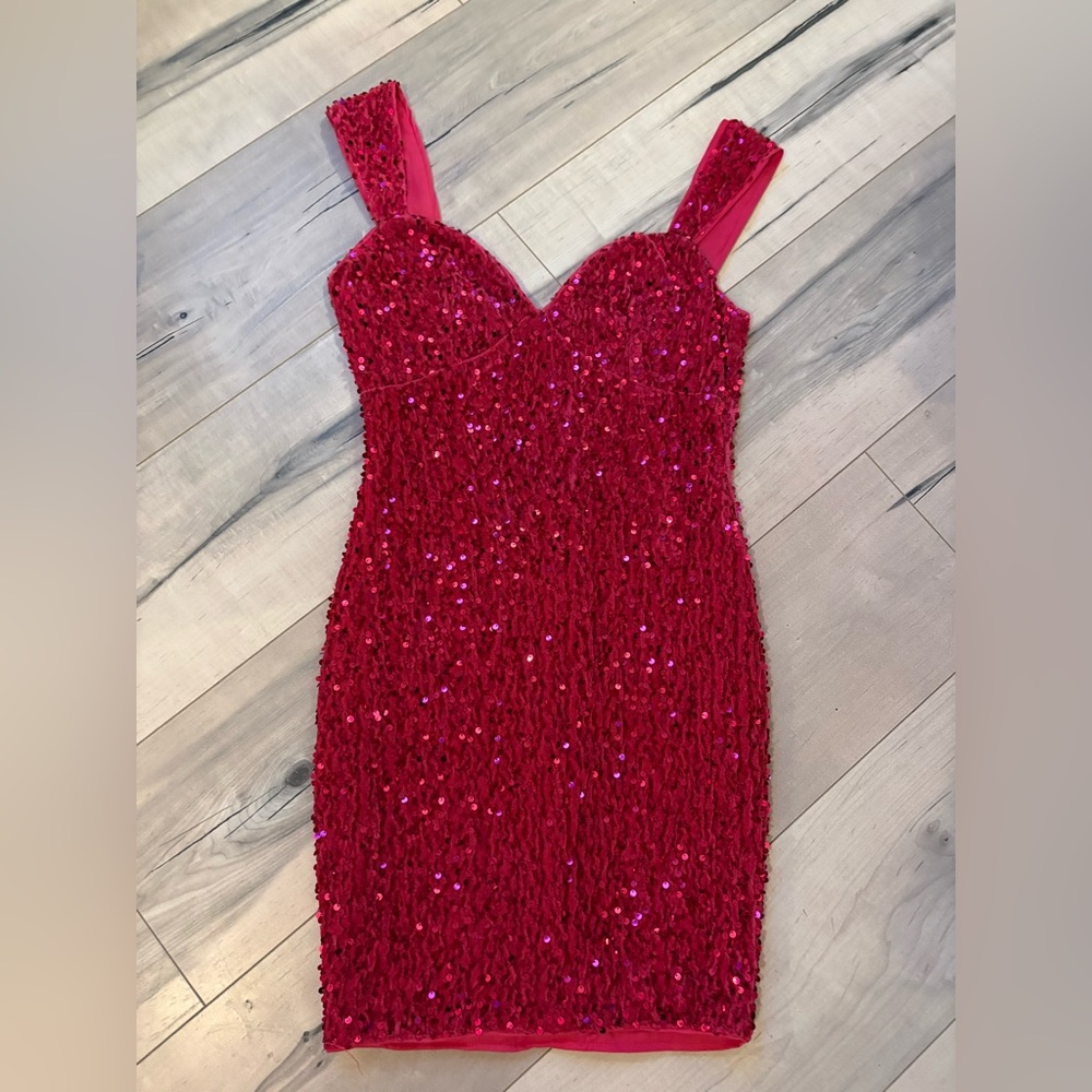 Red Sequin Slip Dress - Elegant Sparkle